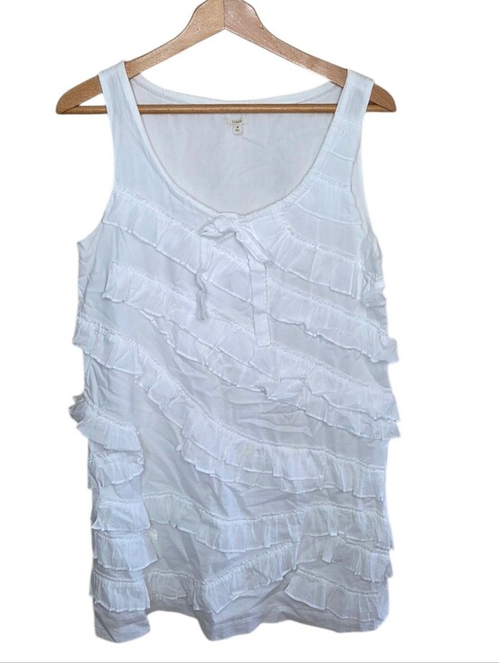 J. Crew Dresses & Skirts - J. Crew White Tiered Ruffled Scoop Neck Tank Dress Size Small Boho Beachy Girly